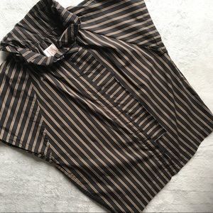 A Shirt Thing Stella Ruffle Blouse Black Brown